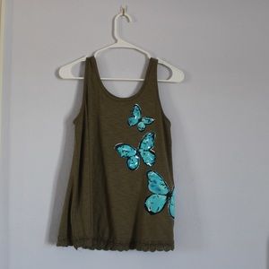 Green Tank Top with Butterflies